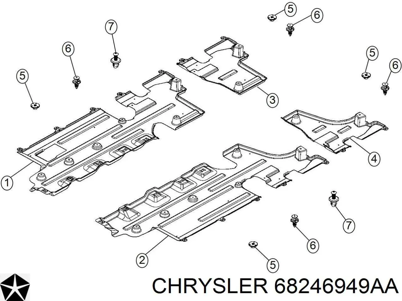 68246949AA Chrysler Захист днища, правий