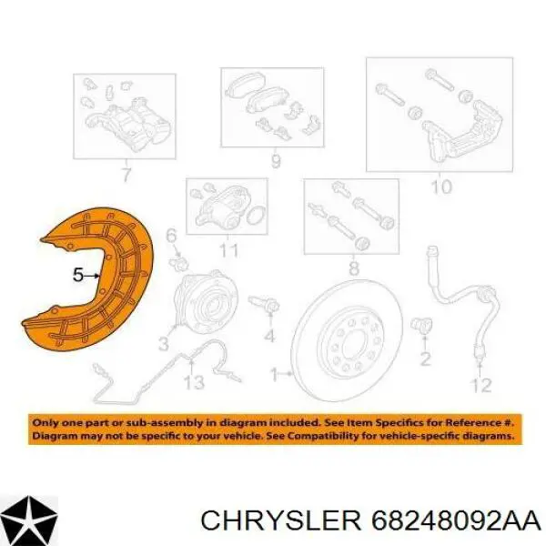 68248092AA Chrysler Підкрилок заднього крила, лівий