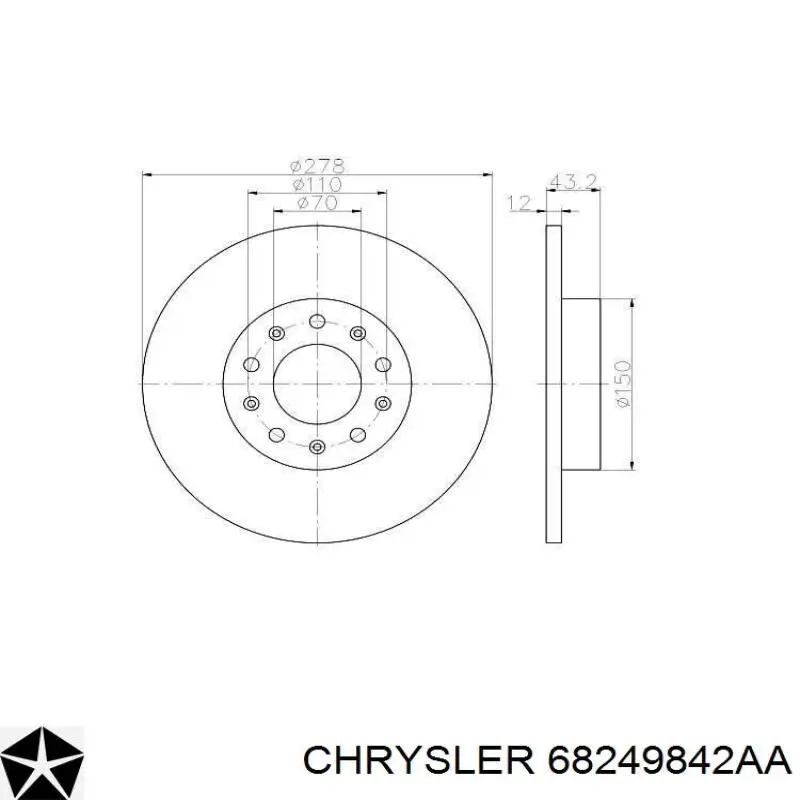 Купити 68249842AA Chrysler Диск заднього гальма