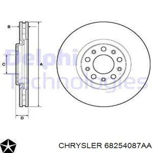 Диск переднього гальма Chrysler 68254087AA ціна, від 39.86 USD