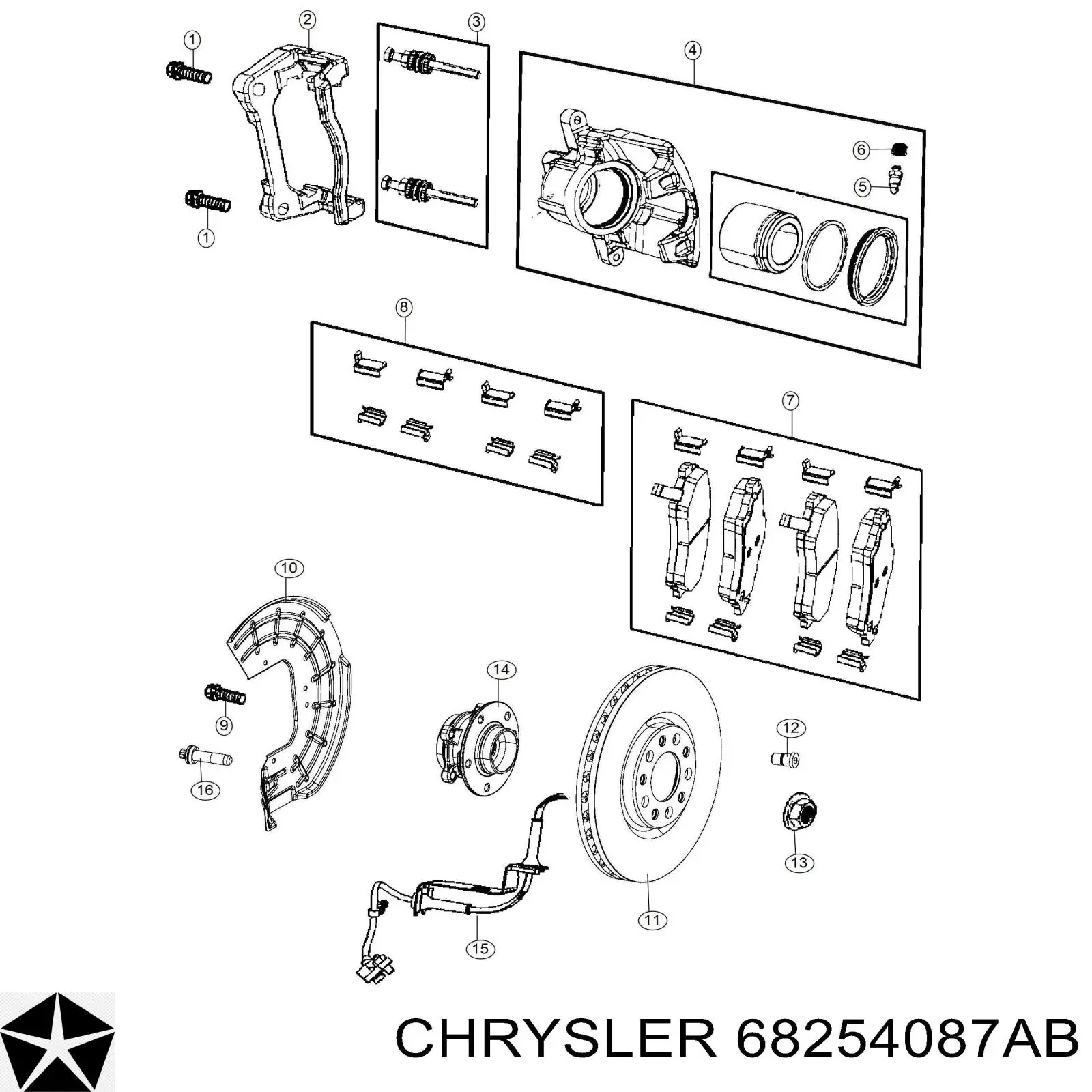 Диск переднього гальма Chrysler 68254087AB ціна, від 31.67 USD