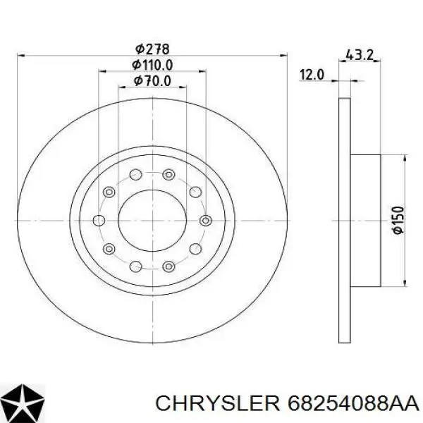 Задні дискові гальма Chrysler 68254088AA ціна, від 18.90 USD