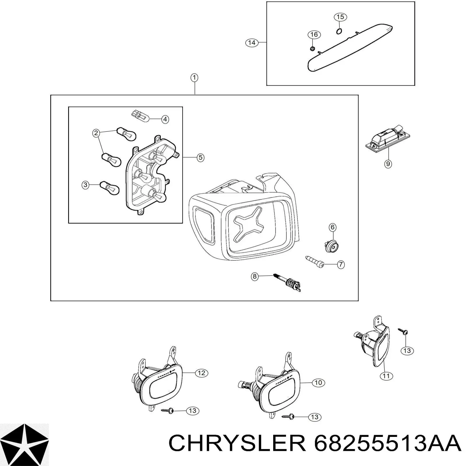Правий катафот заднього бампера Chrysler 68255513AA ціна, від 14.10 USD