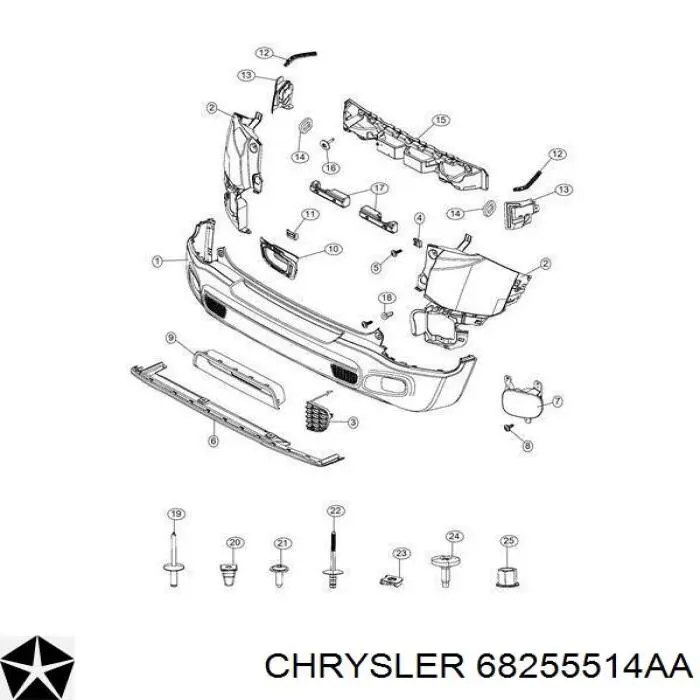 Купити 68255514AA Chrysler Лівий відбивач заднього бампера