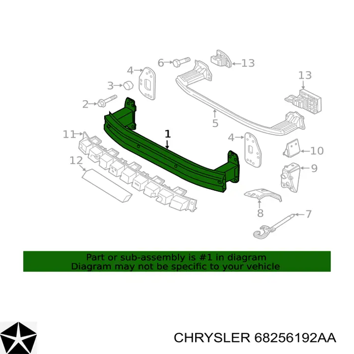 68256192AA Chrysler Балка бампера переднього