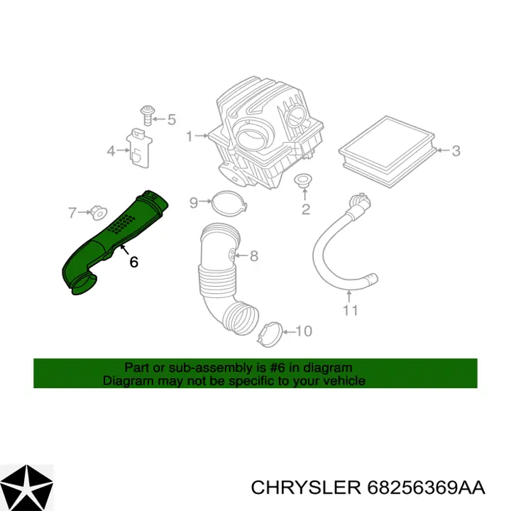 68256369AA Chrysler Патрубок повітряний, вхід повітряного фільтра