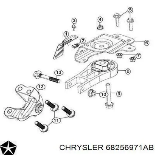 Подушка (опора) двигуна, задня 68256971AB Chrysler