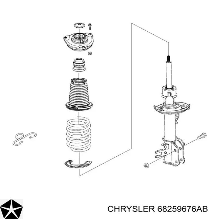 Амортизатор передній, правий 68259676AB Chrysler