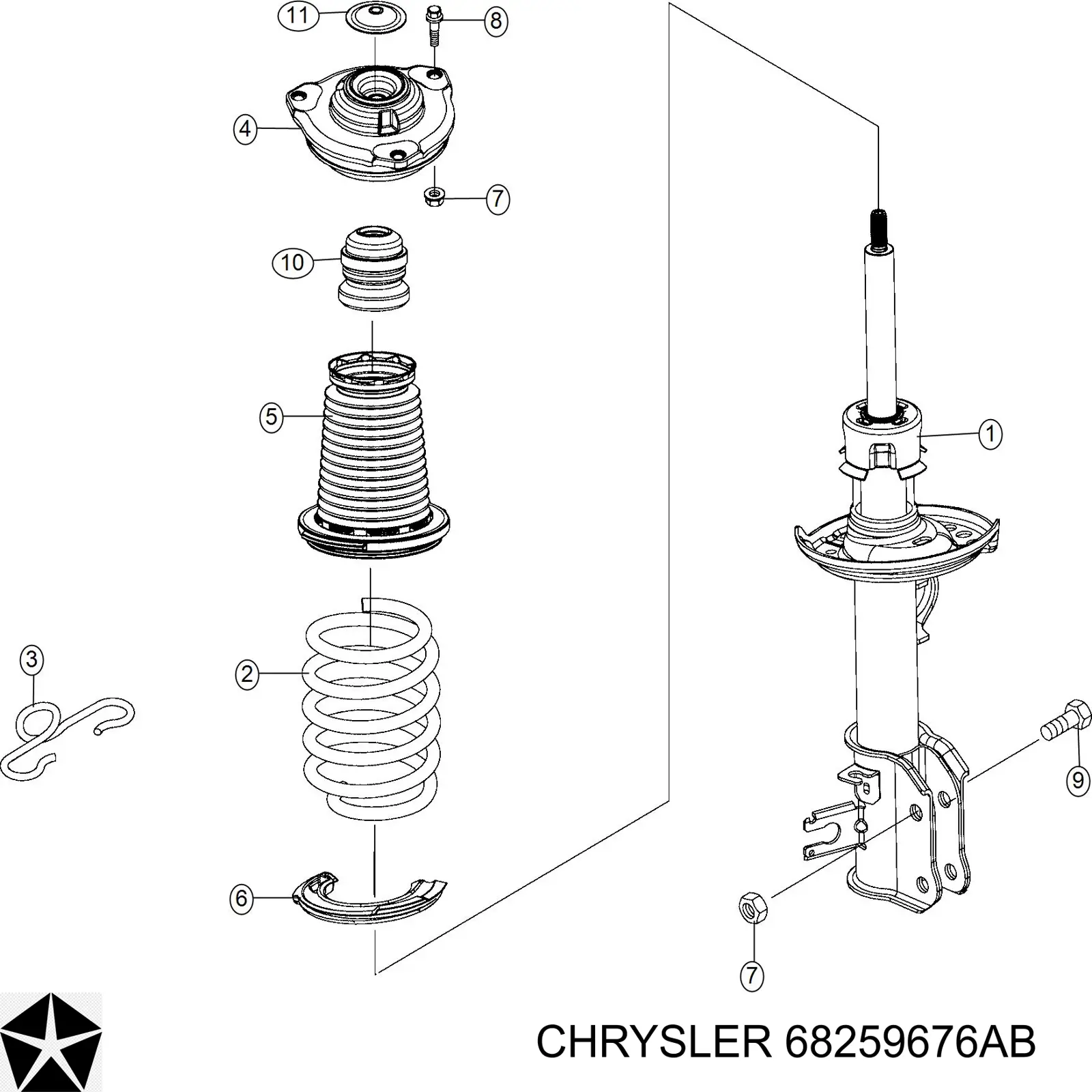 68259676AB Chrysler Амортизатор передньої підвіски