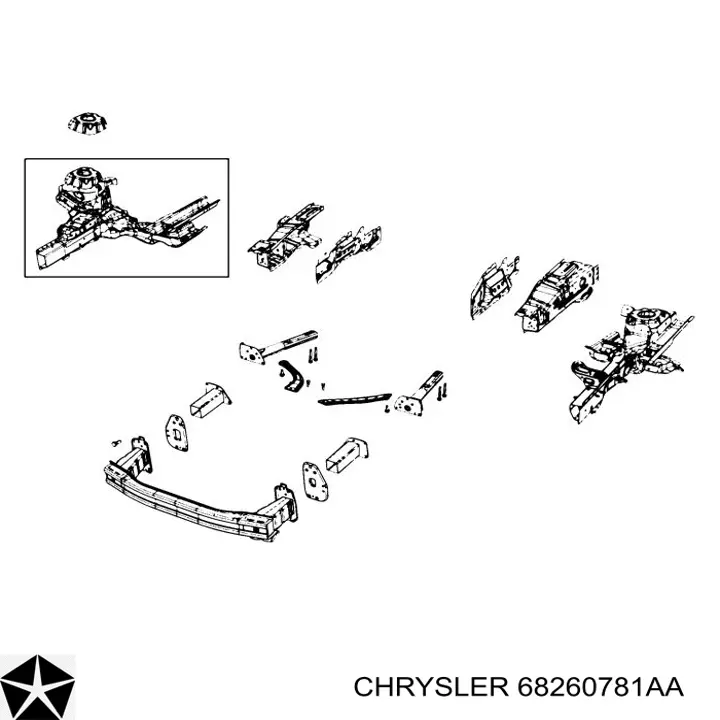 68260781AA Chrysler Кронштейн підсилювача переднього бампера