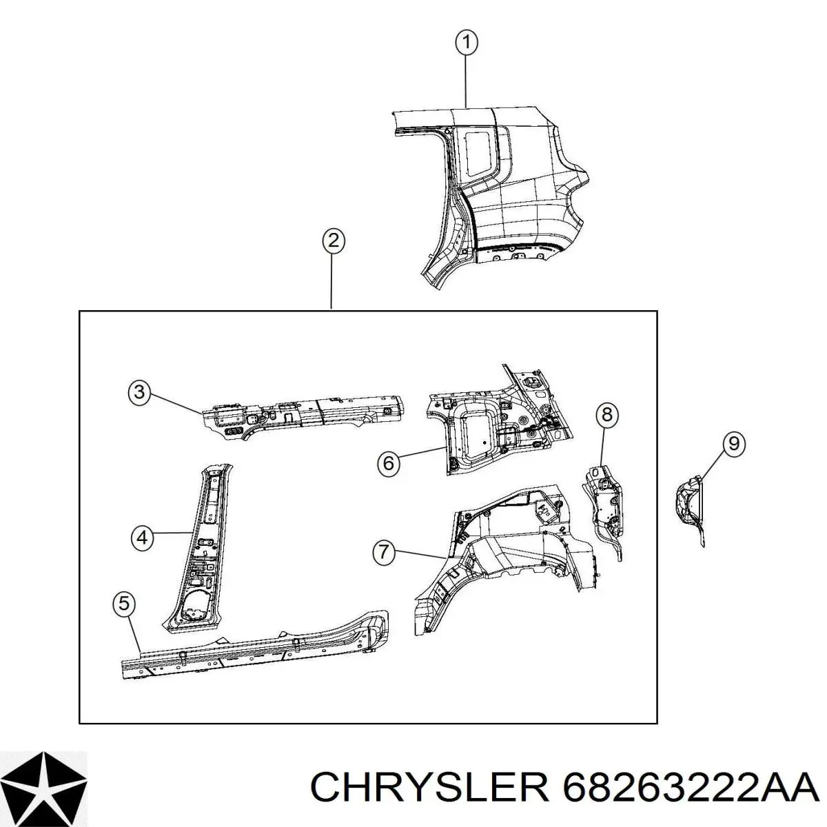 68263222AA Chrysler Крило праве заднє
