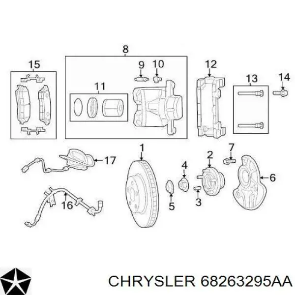 Супорт гальмівний задній правий 68263295AA Chrysler