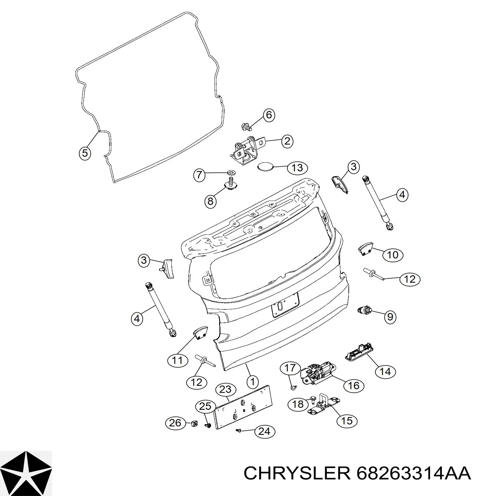 П'яті двері Chrysler 68263314AA ціна, від 506.77 USD