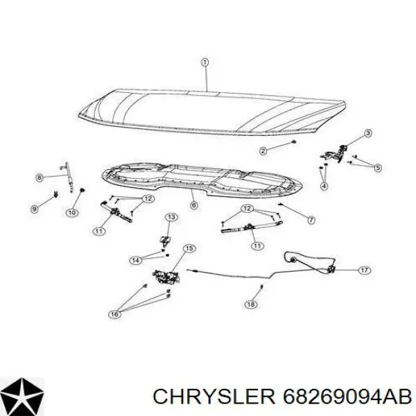 Відбійник капота Chrysler 68269094AB ціна, від 6.59 USD