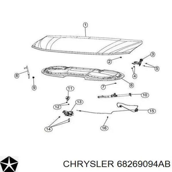 68269094AB Chrysler Буфер / відбійник капота