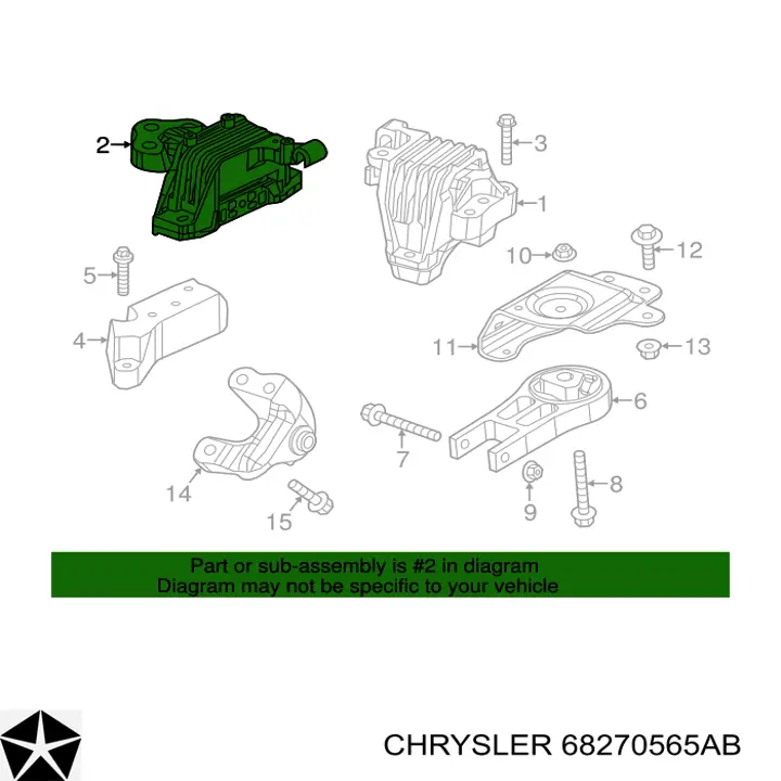 Подушка трансмісії (опора коробки передач), ліва Chrysler 68270565AB ціна, від 101.35 USD