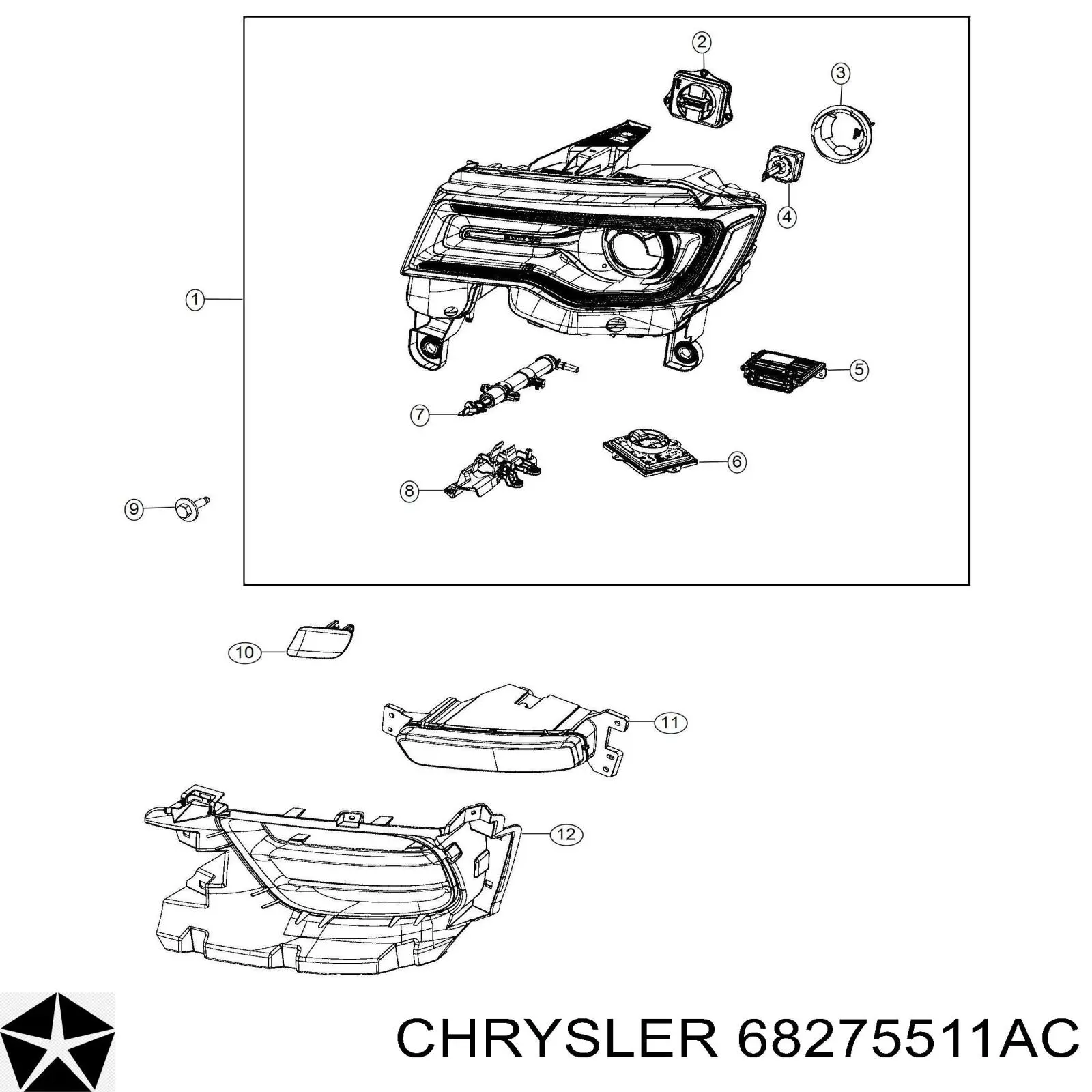 68275511AC Chrysler Протитуманка ліва