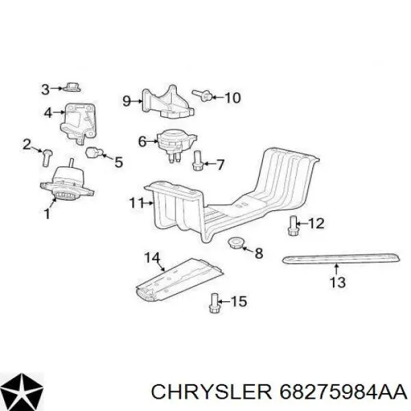 Кронштейн подушки (опори) двигуна, правої Chrysler 68275984AA ціна, від 146.73 USD