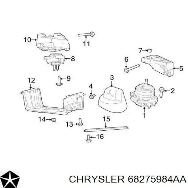 Кронштейн подушки (опори) двигуна, правої Chrysler 52124986AB ціна, від 146.23 USD