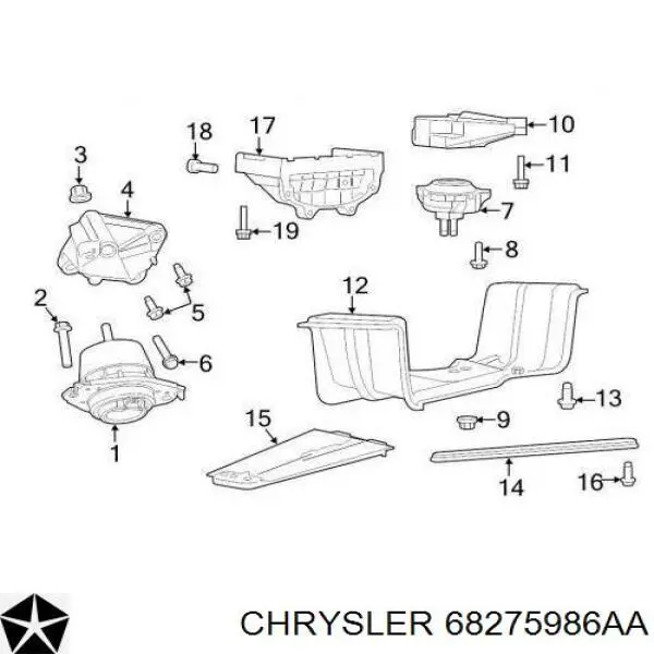 Кронштейн подушки (опори) двигуна, правої Chrysler 52124988AB ціна, від 42.18 USD