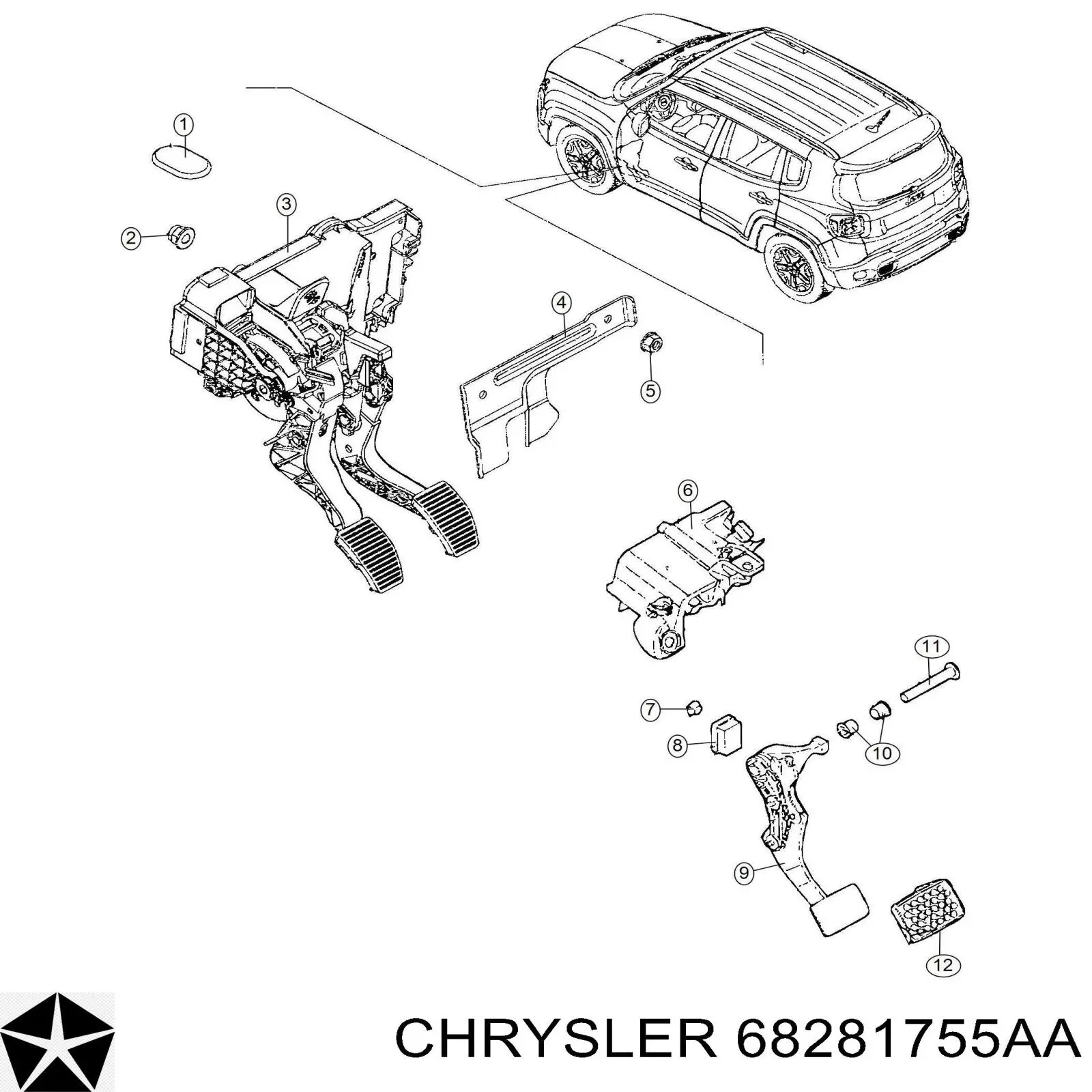 68281755AA Chrysler Педаль гальма