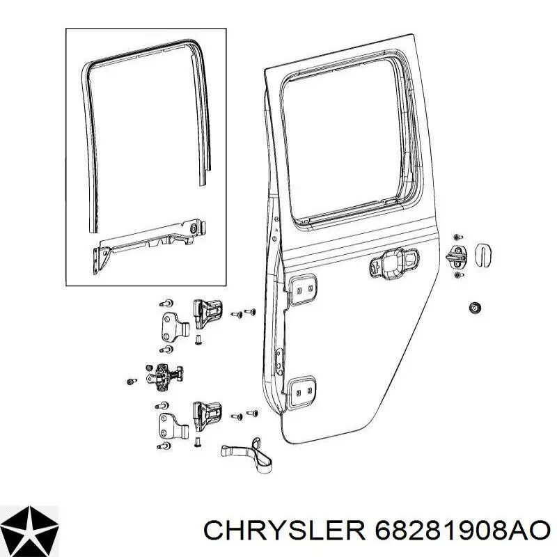 68281908AO Chrysler Двері пасажирські задні праві