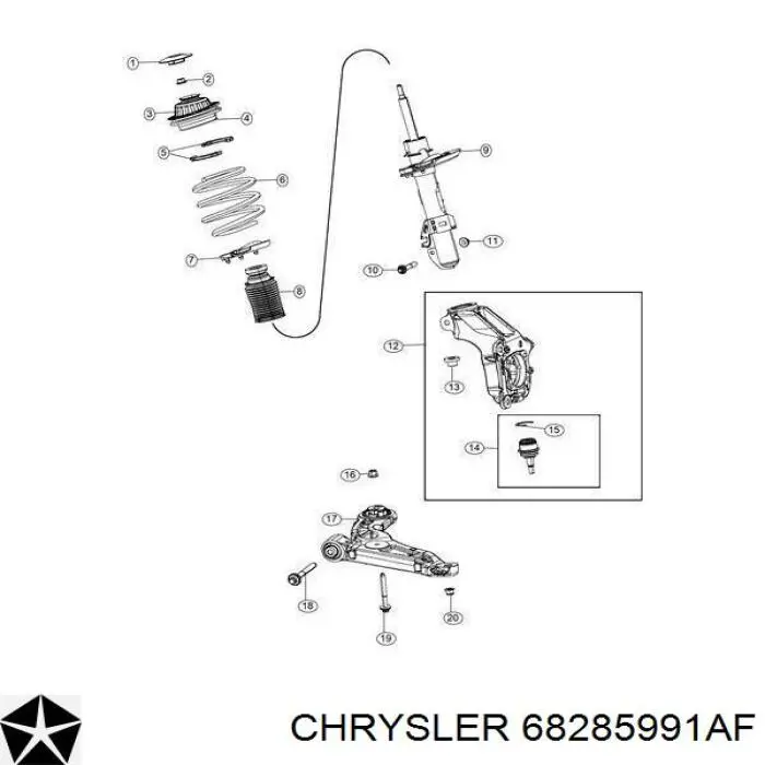 Важіль передній лівий Chrysler 68285991AF ціна, від 98.13 USD