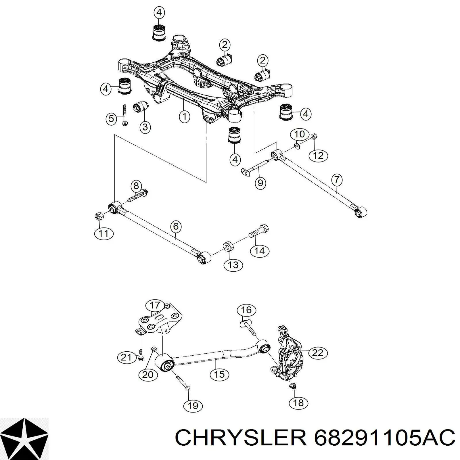 68291105AC Chrysler Цапфа поворотна ліва
