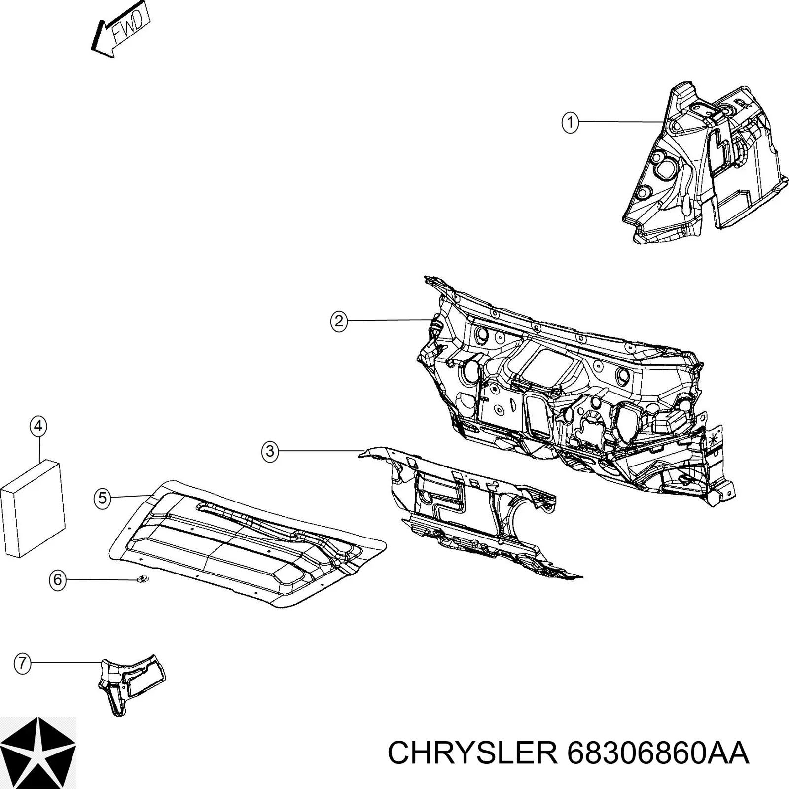 Обшивка капота Chrysler 68306860AA ціна, від 63.34 USD