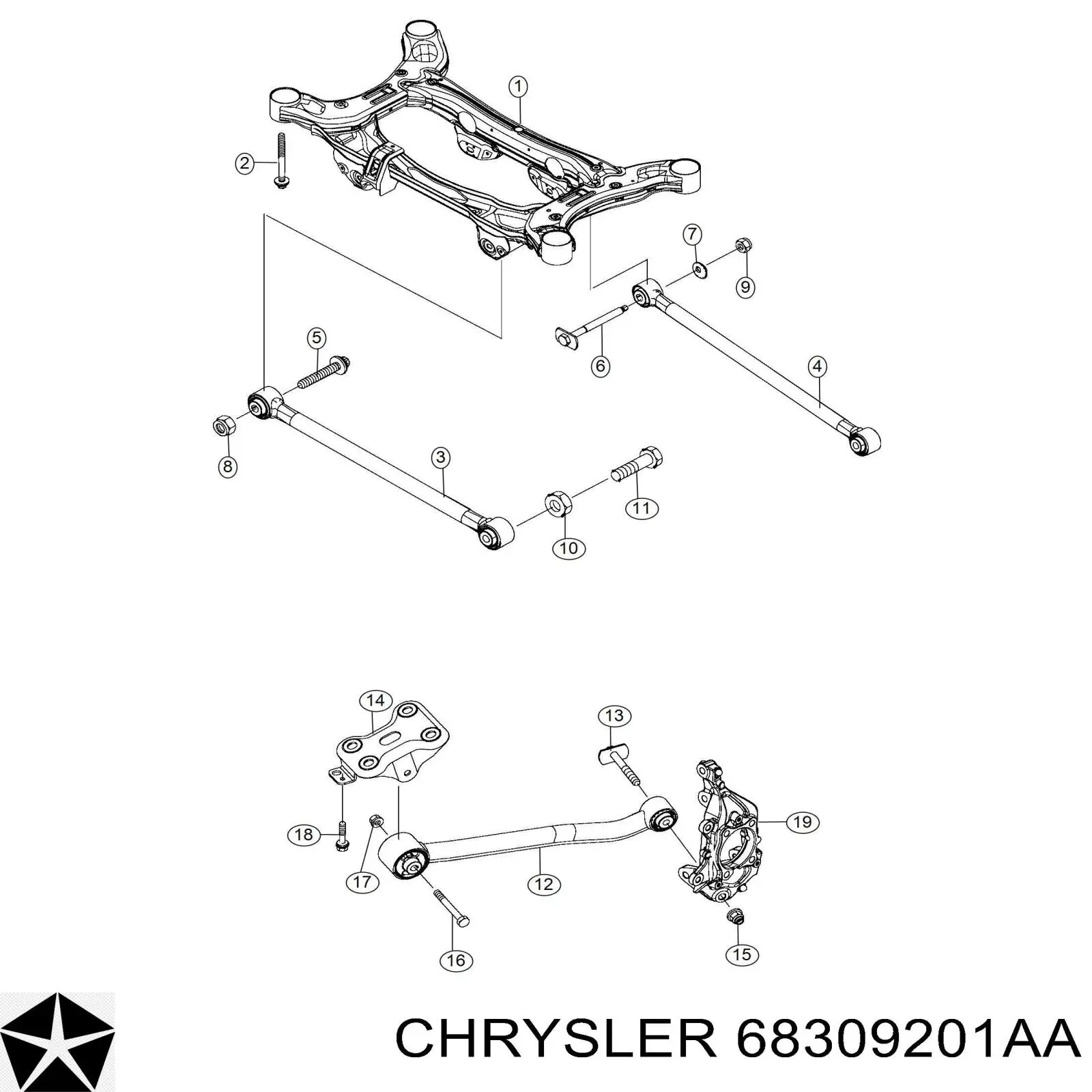 68309201AA Chrysler Тяга поздовжня задньої підвіски, права