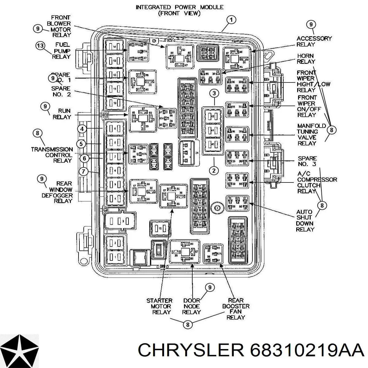 68310219AA Chrysler реле вентилятора