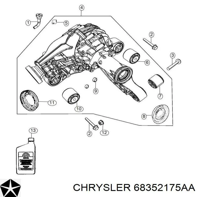 Редуктор переднього ведучого моста (головна передача) Chrysler 68352175AA ціна, від 197.87 USD