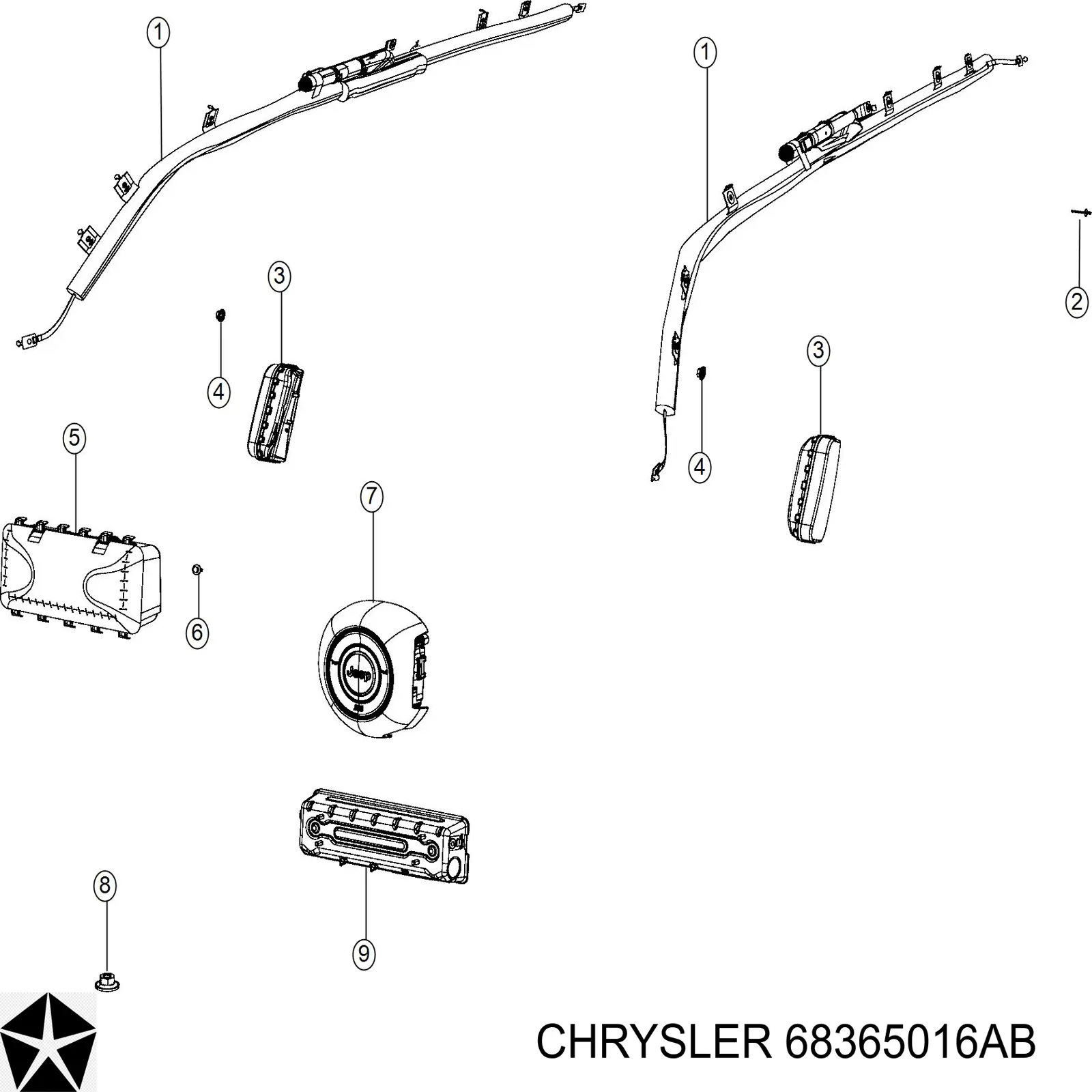 68365016AA Chrysler Подушка Айрбег водія захисту колін