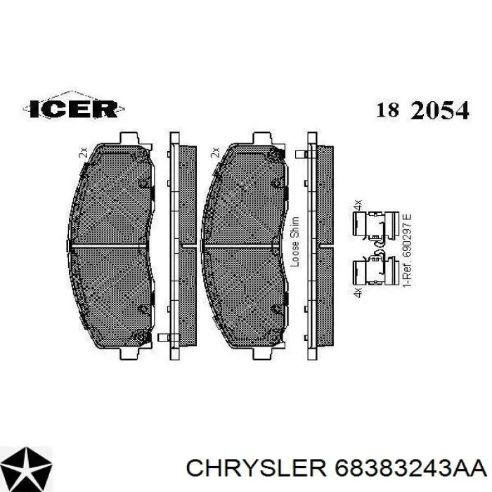 Передні тормозні колодки 68383243AA Chrysler
