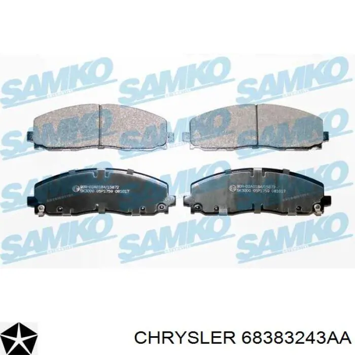 Гальмівні колодки Chrysler 68383243AA ціна, від 52.19 USD
