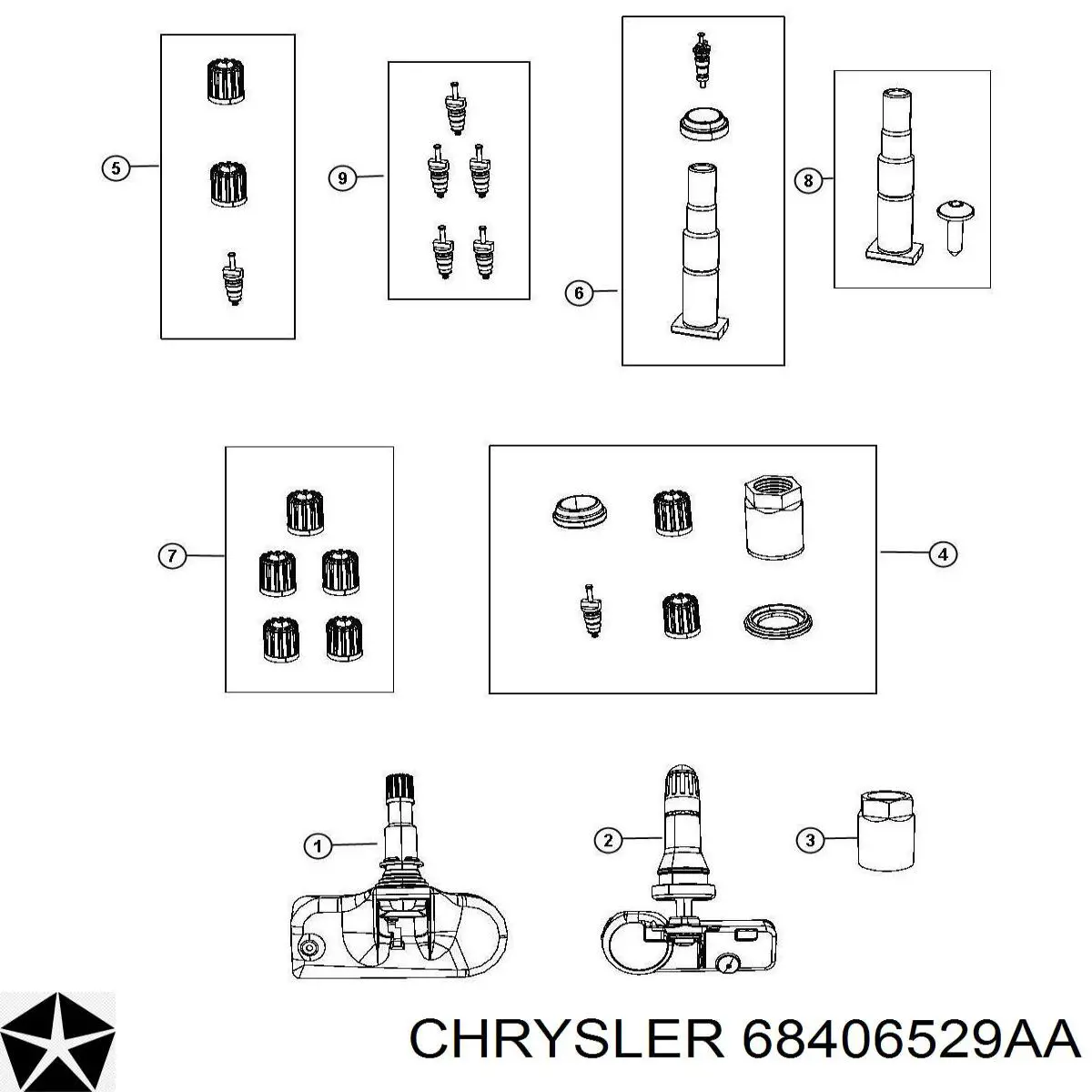 Датчик тиску повітря в шинах 68406529AA Chrysler