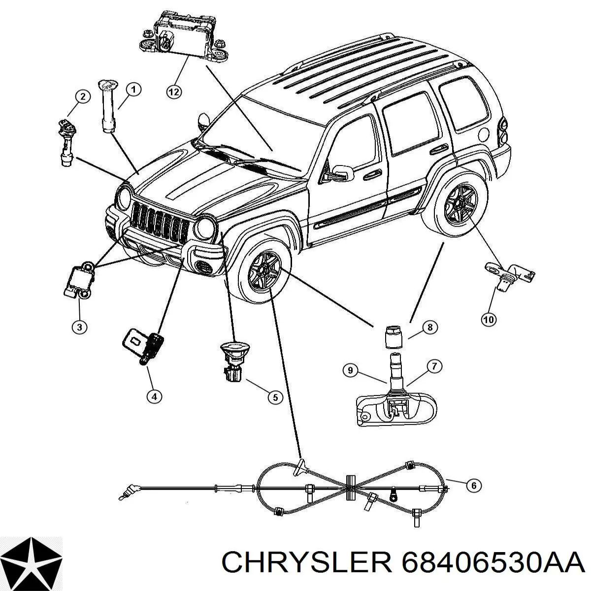 Датчик тиску повітря в шинах 68406530AA Chrysler