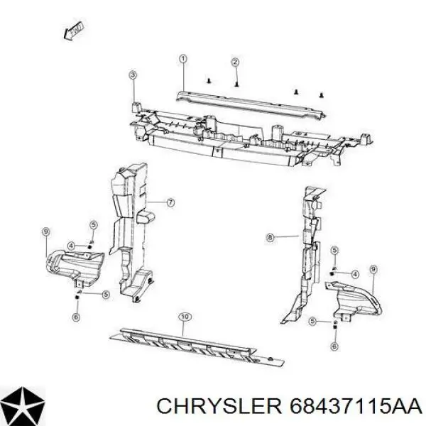 Накладка дифузора радіатора верхня K68437115AA Fiat/Alfa/Lancia