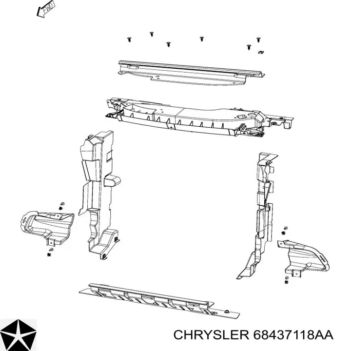 Накладка верхня передньої панелі/супорту радіатора 68437118AA Chrysler