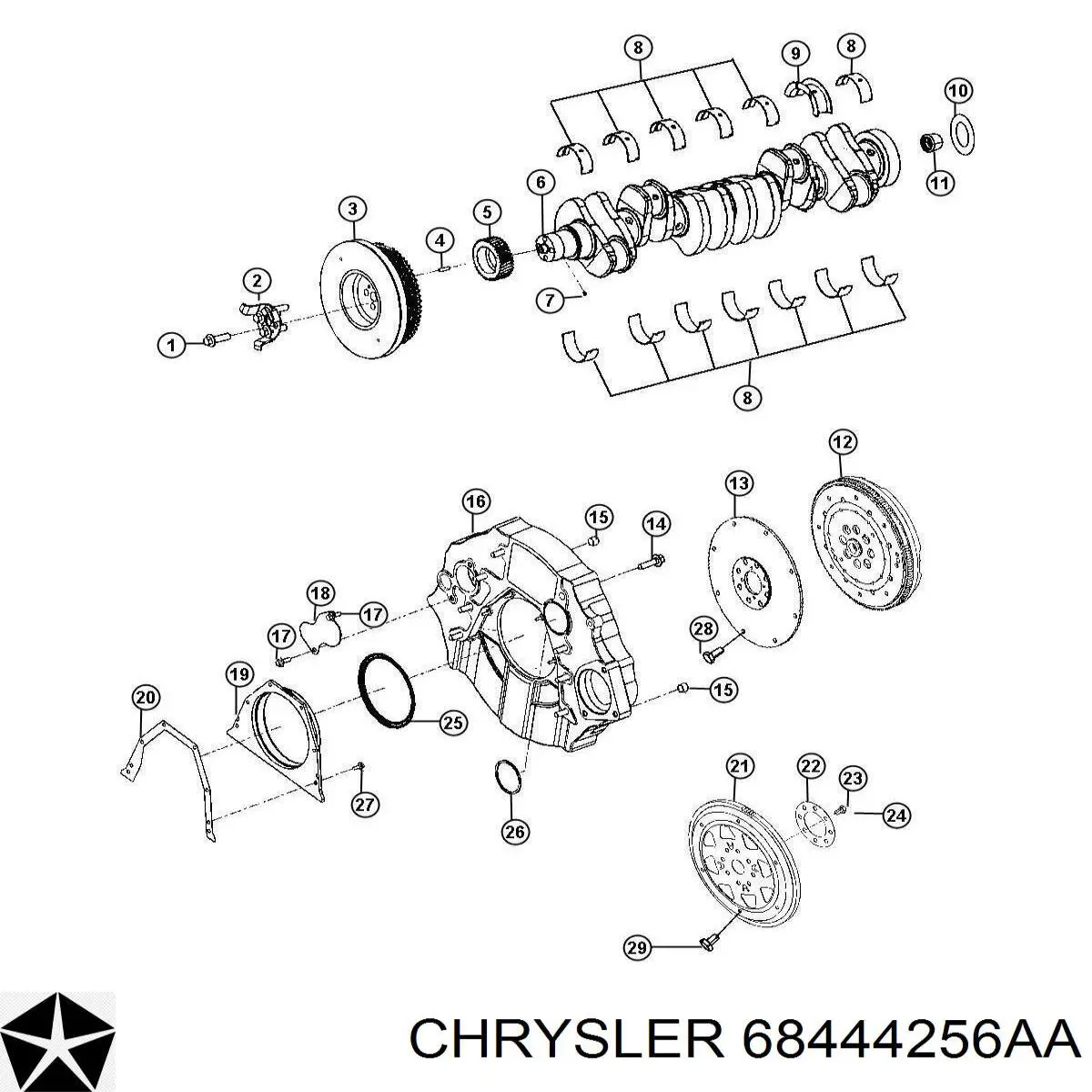 Сальник колінвала двигуна, передній K68444256AA Fiat/Alfa/Lancia