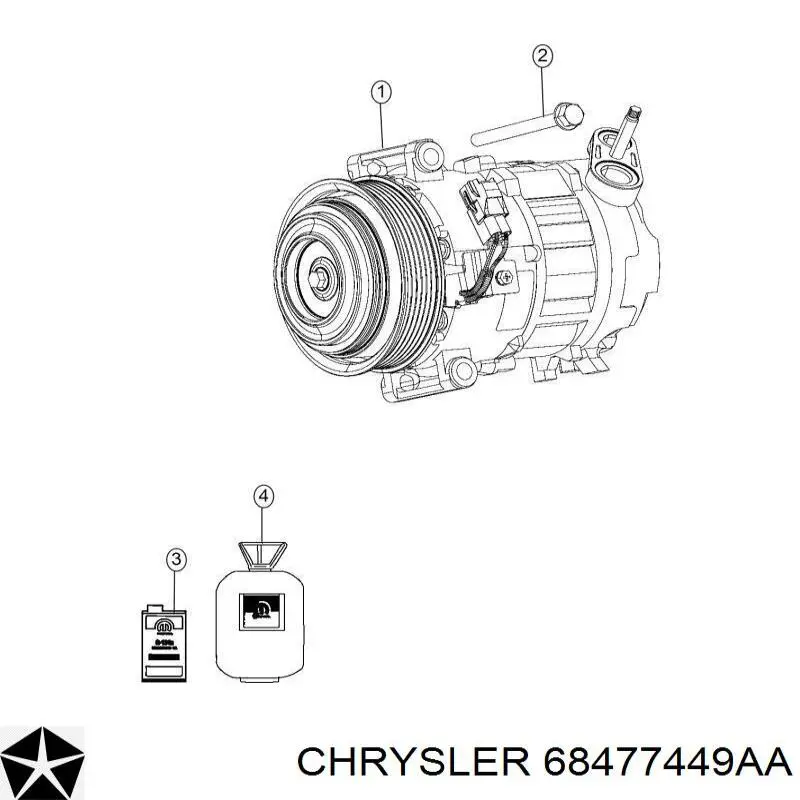 Компресор системи кондиціювання Chrysler 68280720AA ціна, від 455.97 USD