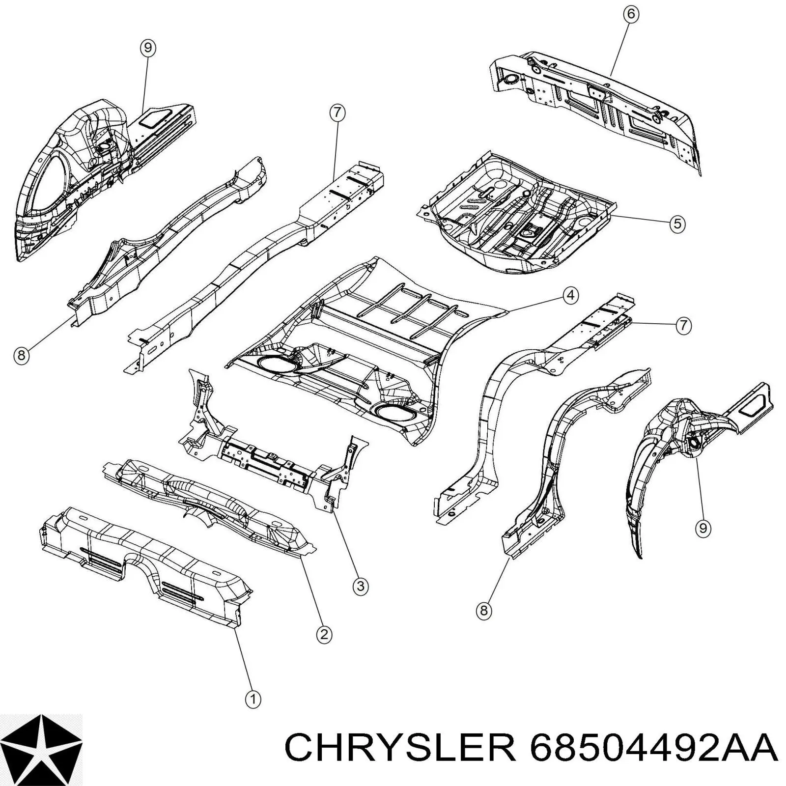 Ніша запасного колеса Chrysler 68504492AA ціна, від 224.88 USD