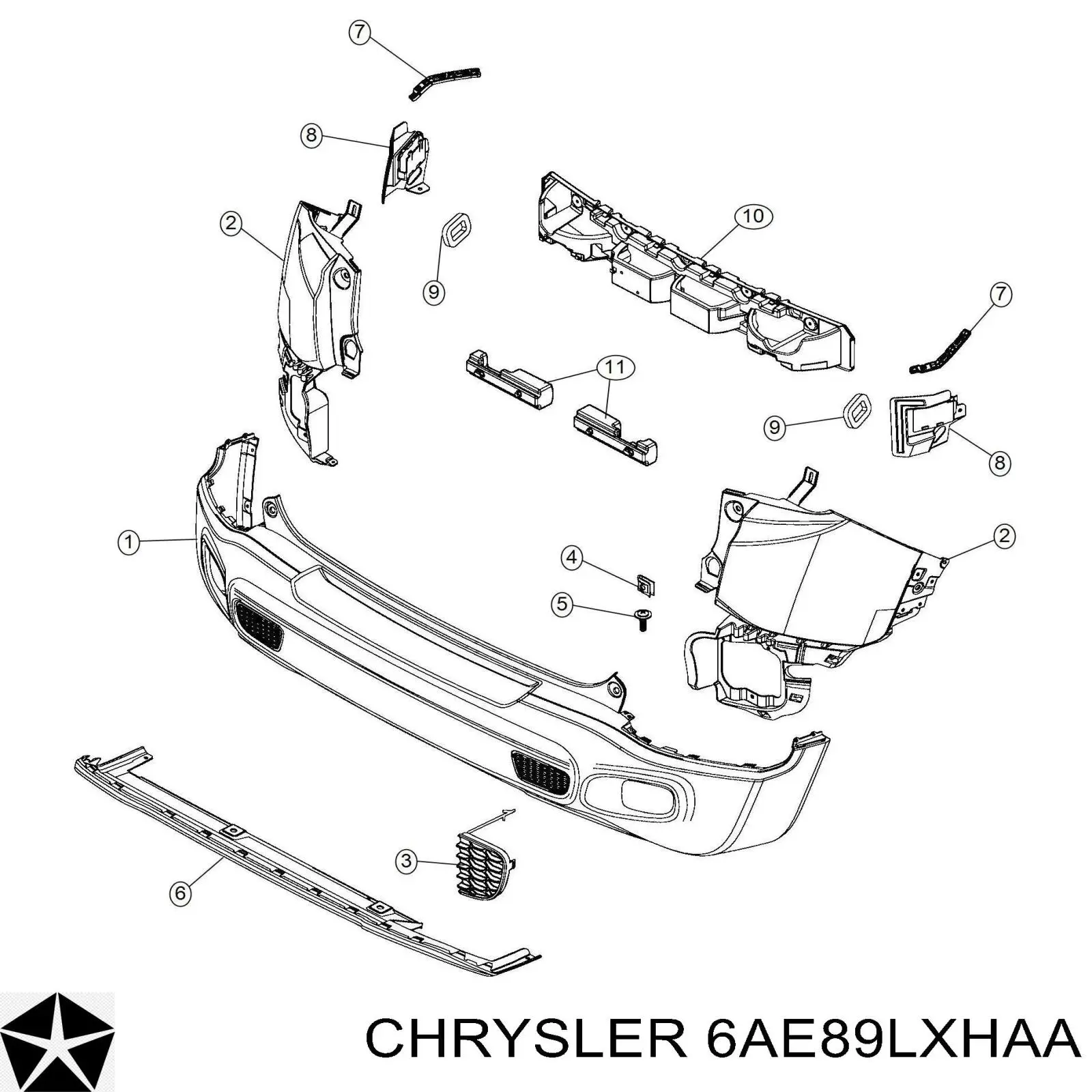 6AE89LXHAA Chrysler Буфер (бампер) задній