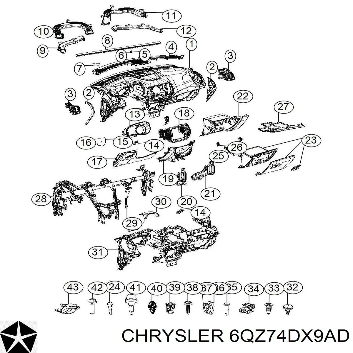 Купити 5UT07DX9AC Chrysler Панель приладів торпеди
