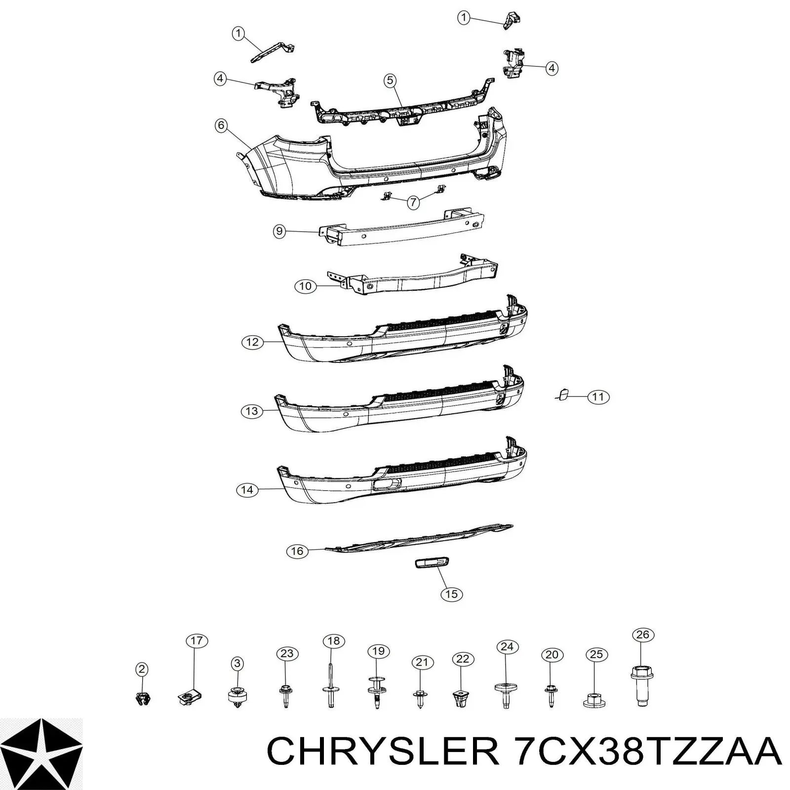 5SY37TZZAC Chrysler Буфер (бампер) задній