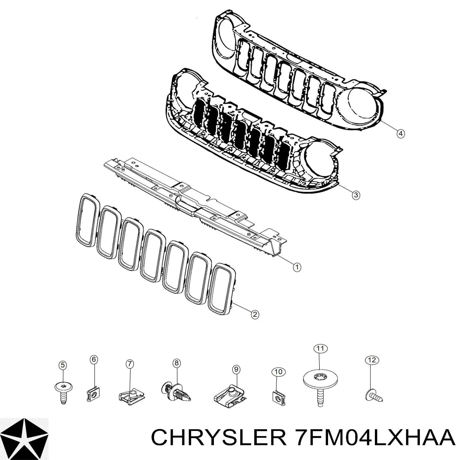 7FM04LXHAA Chrysler Кронштейн решітки радіатора