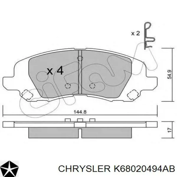 K68020494AB Chrysler колодки гальмівні передні, дискові