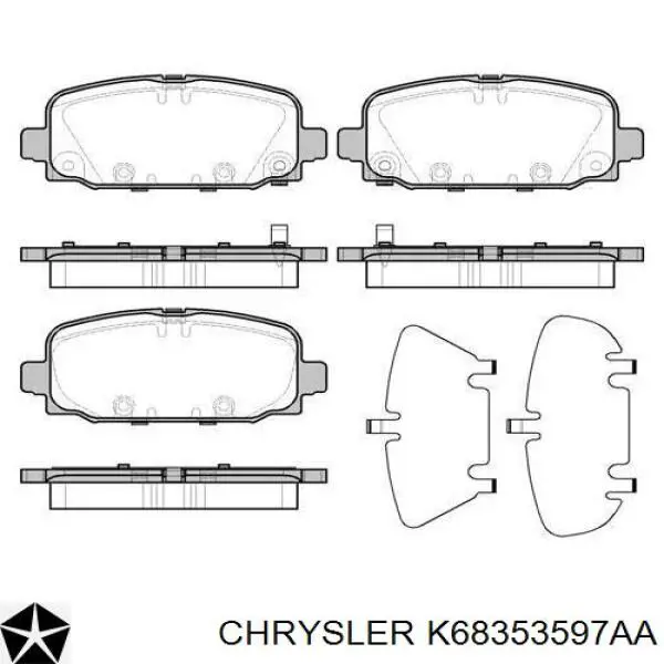 Задні гальмівні колодки Chrysler K68353597AA ціна, від 50.68 USD