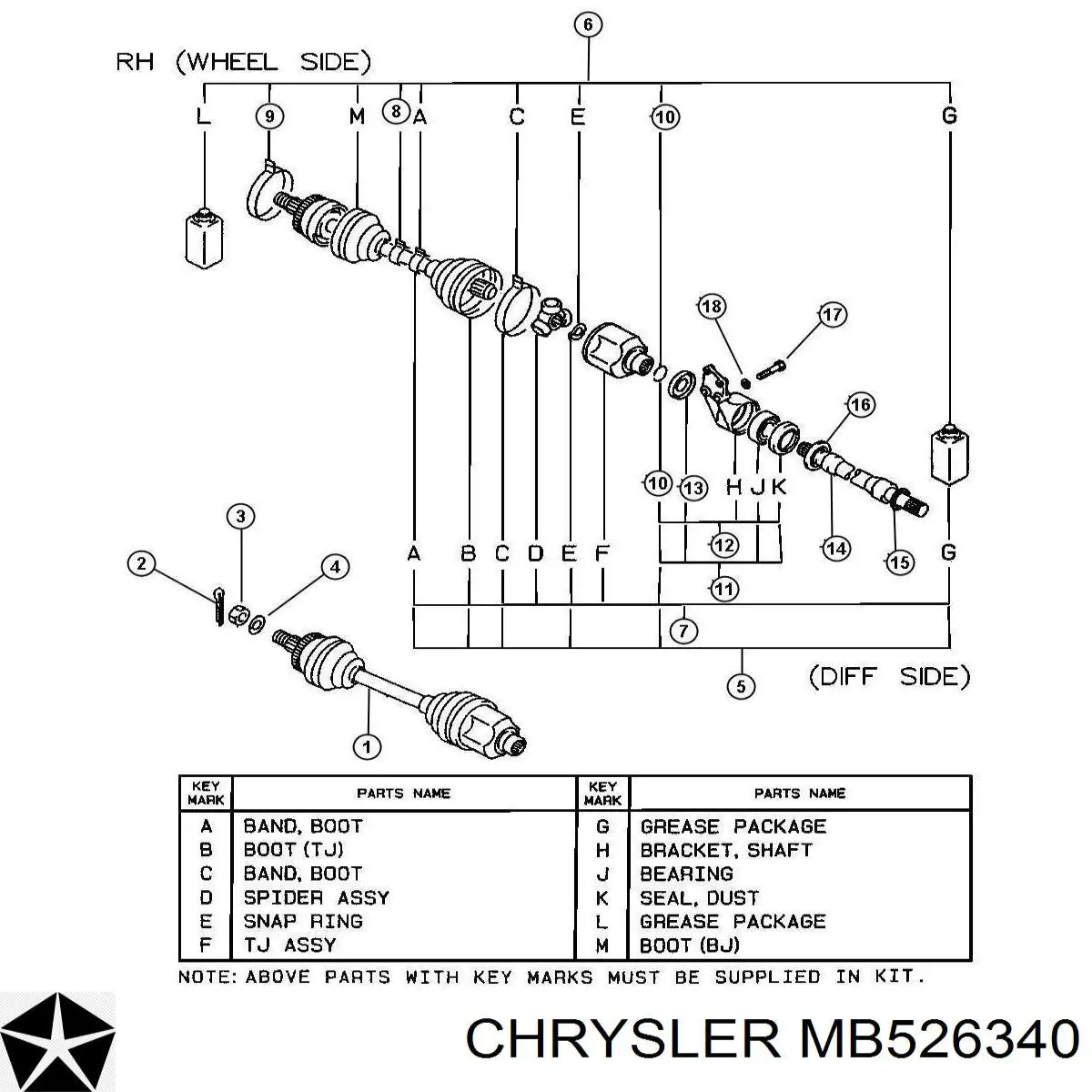 Кільце стопорне ШРКШа Chrysler MB526340 ціна, від 1.40 USD