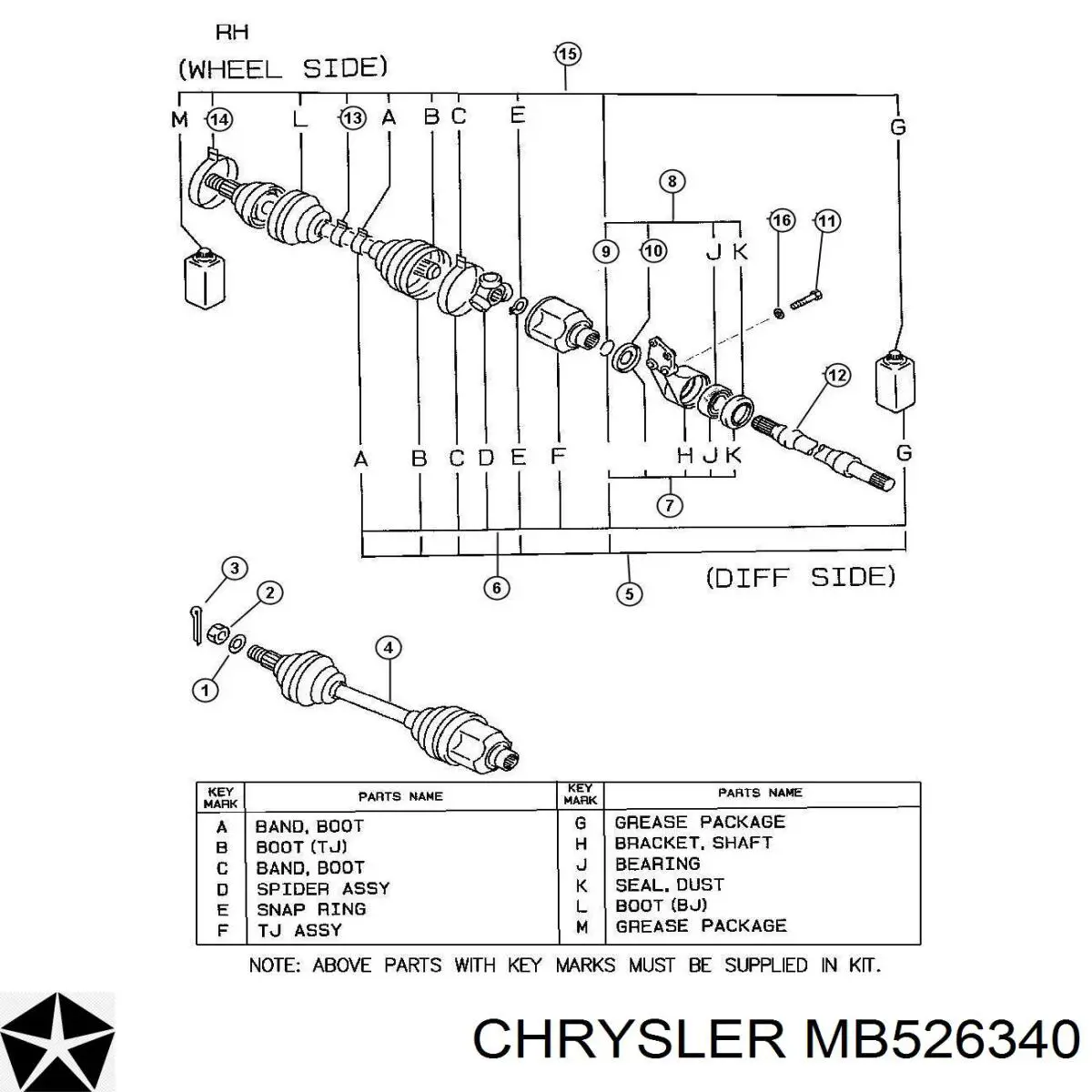 MB526340 Chrysler Кільце стопорне ШРКШа